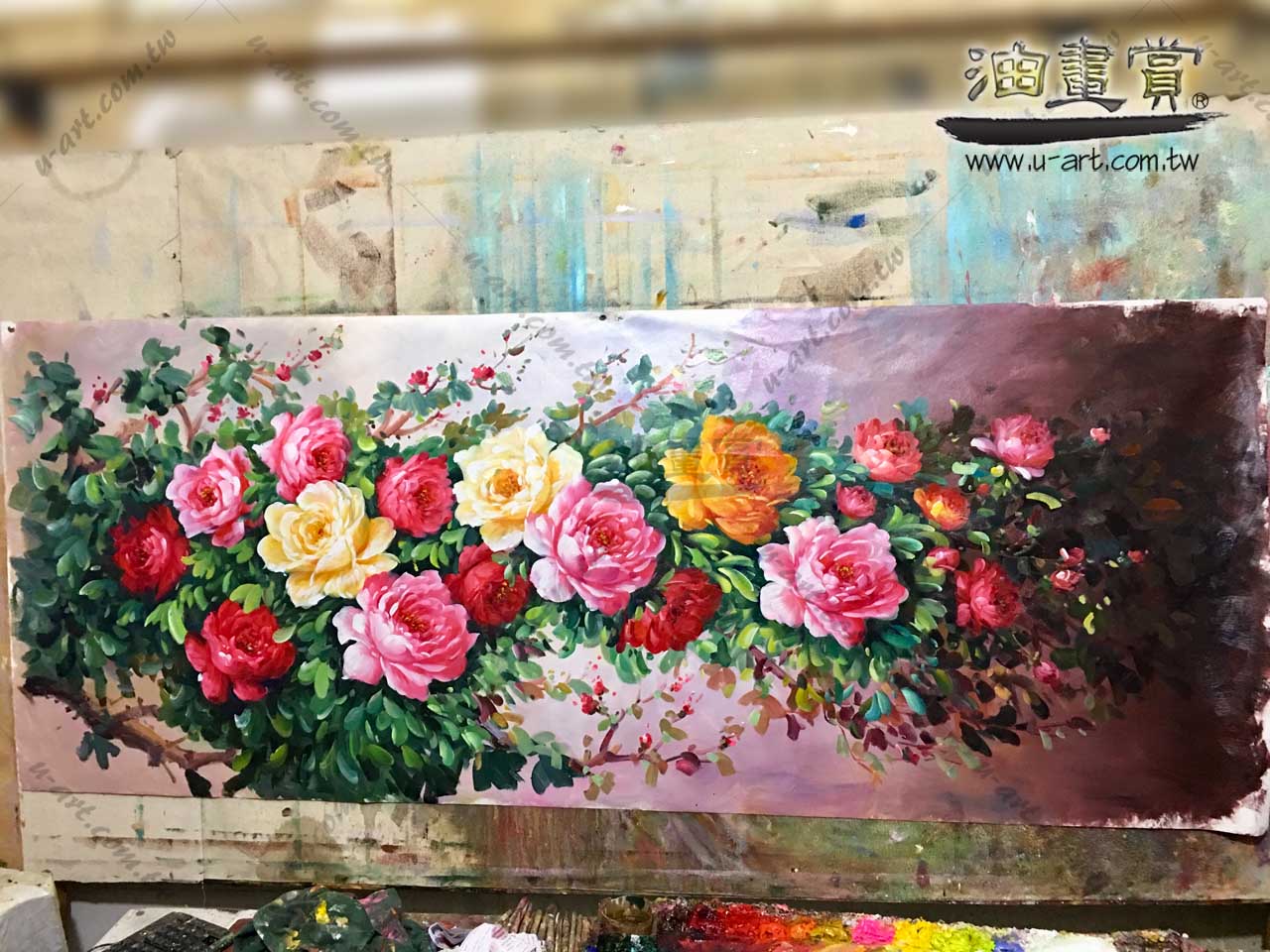 牡丹畫-富貴牡丹油畫5810 中式風格古色古香國色天香繁榮幸福花開富貴好 